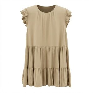 Wilfred Tan Tiered Ruffle Dress Size XS Feminine Boho Romantic Cottagecore